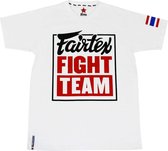 Fairtex Fight Team T-Shirt - Wit - opdruk zwart/rood - maat M