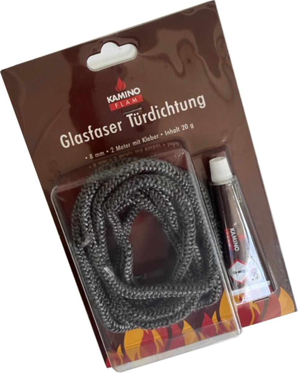 Glasvezel deurdichting inkl. hittebestendige lijm Ø 8 mm