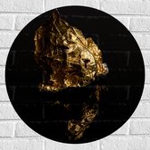 Muursticker Cirkel - Gouden Vlak op Zwarte Achtergrond - 60x60 cm Foto op Muursticker