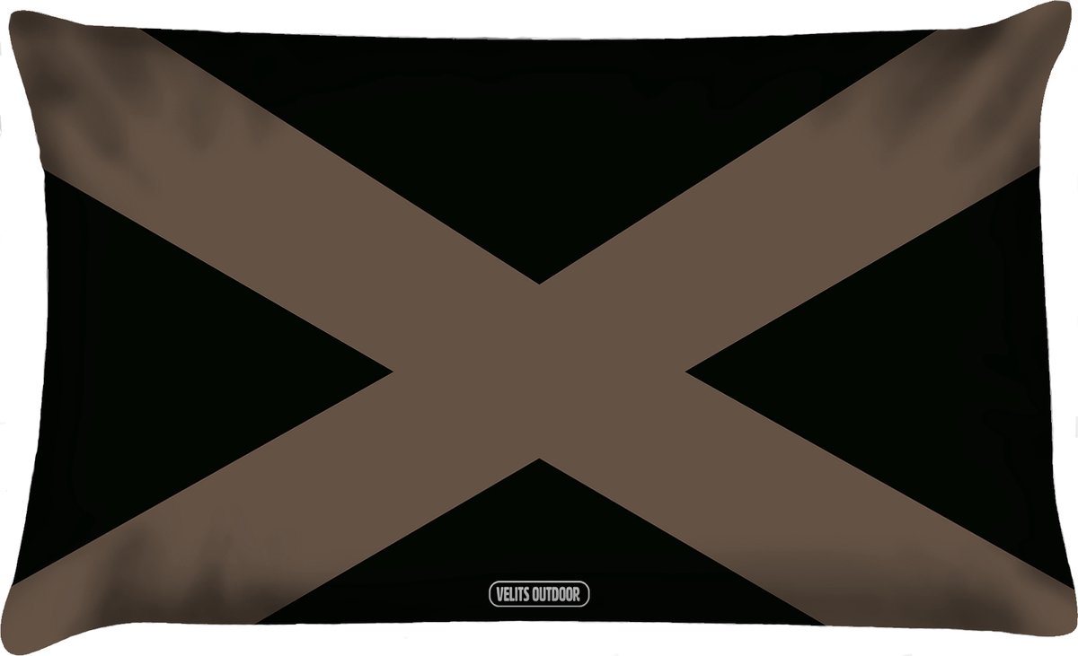 Velits outdoor Sierkussen - Buitenkussen Mud Race Waterafstotend Bootkussen Cross - Zwart En Bruin - 60 Cm X 40 Cm