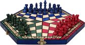 Jeu d'échecs pour 3 personnes - Jeu d'échecs comprenant un échiquier et des Pièces d'échecs - Pour trois personnes ! - Petite taille