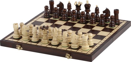 Afbeelding van het spel Pearl Schaakset met Schaakbord en Schaakstukken - 42x42 en 9cm koning - Compleet Schaakspel - Schaken voor Volwassenen