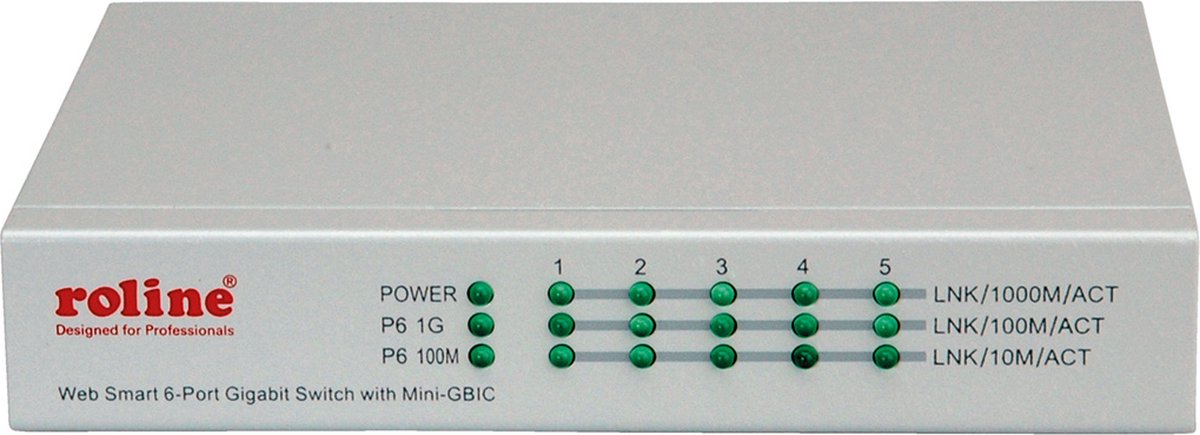 ROLINE Gigabit Ethernet Switch 6 poorten (5x 10/100/1000 + 1x SFP)