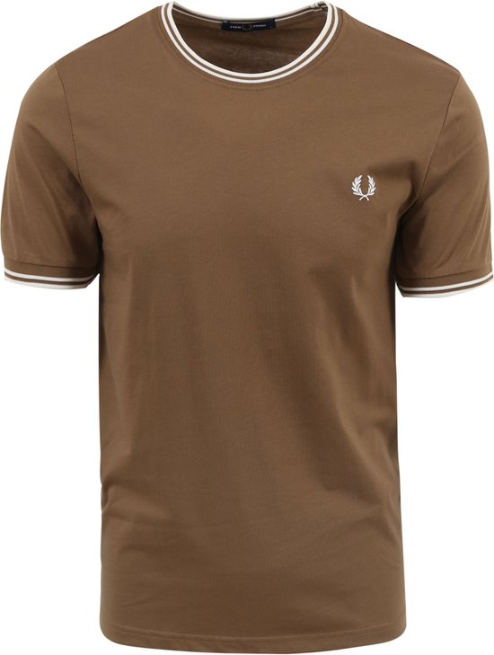 Fred Perry Twin Tipped regular fit T-shirt M1588 - korte mouw O-hals - Shaded Stone - bruin - Maat: