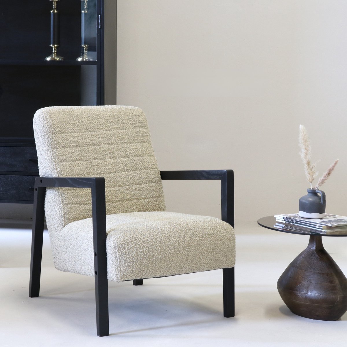 Fauteuil Japandi en bouclette écrue – Bobun