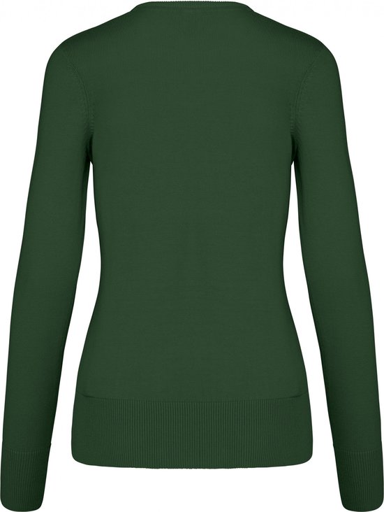 Midi jurk, pied de poule patroon, V hals, lange mouw, nachtgroen | Ulla