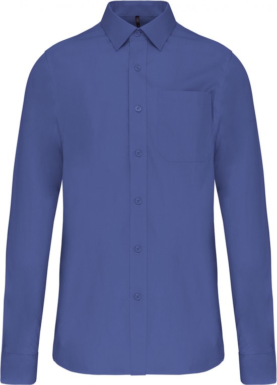 Overhemd Heren 4XL Kariban Lange mouw Cobalt Blue 100% Katoen