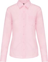 Blouse Dames L Kariban Lange mouw Pale Pink 65% Polyester, 35% Katoen
