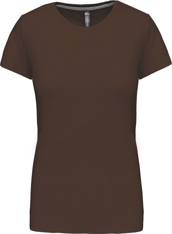 T-shirt Dames S Kariban Ronde hals Korte mouw Chocolate 100% Katoen