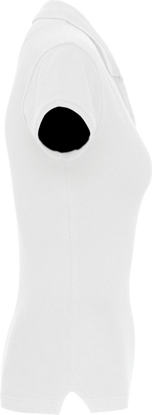 Polo Dames XL Kariban Kraag met knopen Korte mouw White 95% Katoen, 5% Elasthan