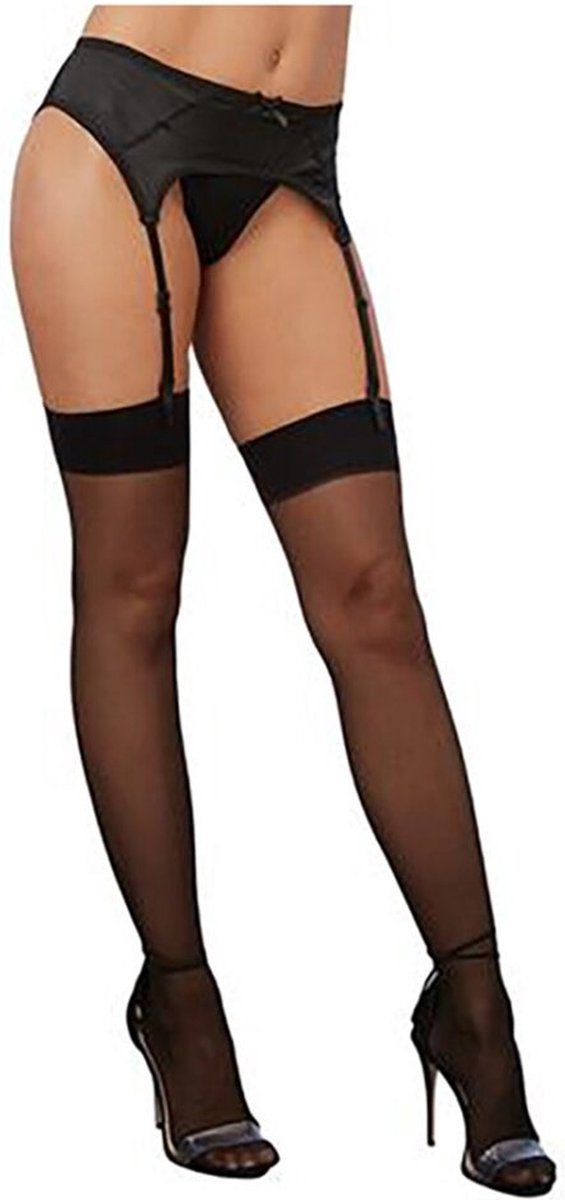 Goedkoopste Dreamgirl (All) Metallic Naad Dij Hoge Kousen - One Size black OS