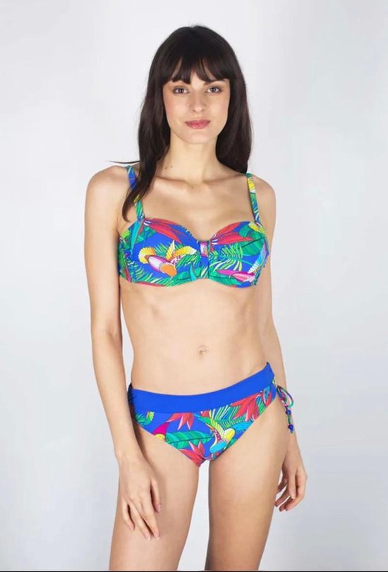 Bikini Set 2-delig- Voorgevormde Beugel Bikini- Dames Badmode&Bikini- Sexy Design Bikini- Badpak Zwempak FW6011- Blauw groen-rood Bleomprint- Maat 50