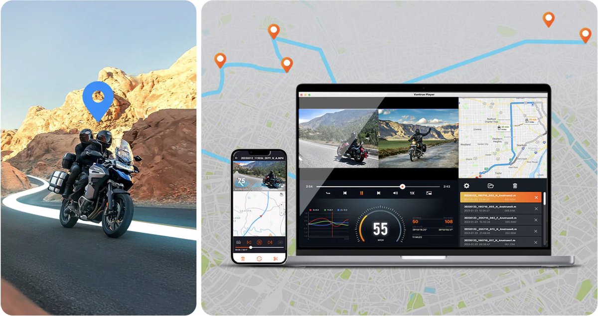 Vantrue F1 4K Dual Wifi GPS Motor dashcam thumbnail 6
