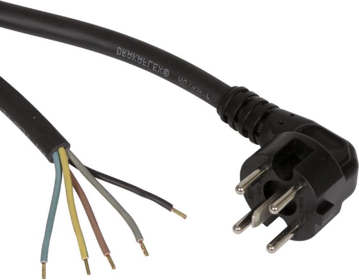 Perilex aansluitkabel - 5 ader - HITTE BESTENDIG - KEMA KEUR - Perilex Stekker met dik aansluitkabel 5x1.5mm lengte lengte 2 meter - Elektrawebshop