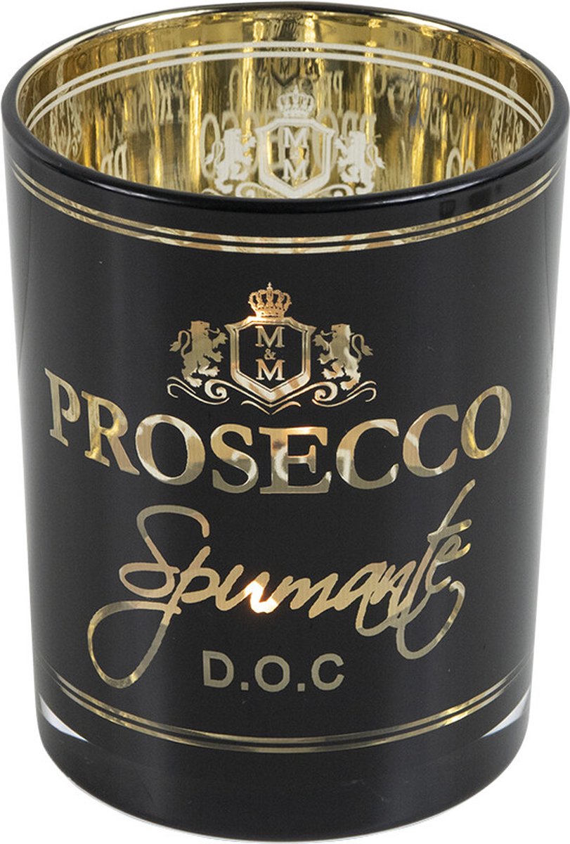 Mars & More Theelichthouder wijn prosecco zwart medium 12cm