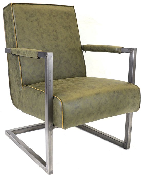 Relaxstoel Lauge - Eco-leer - Fauteuil Groen - Woonkamer - Met armleuning
