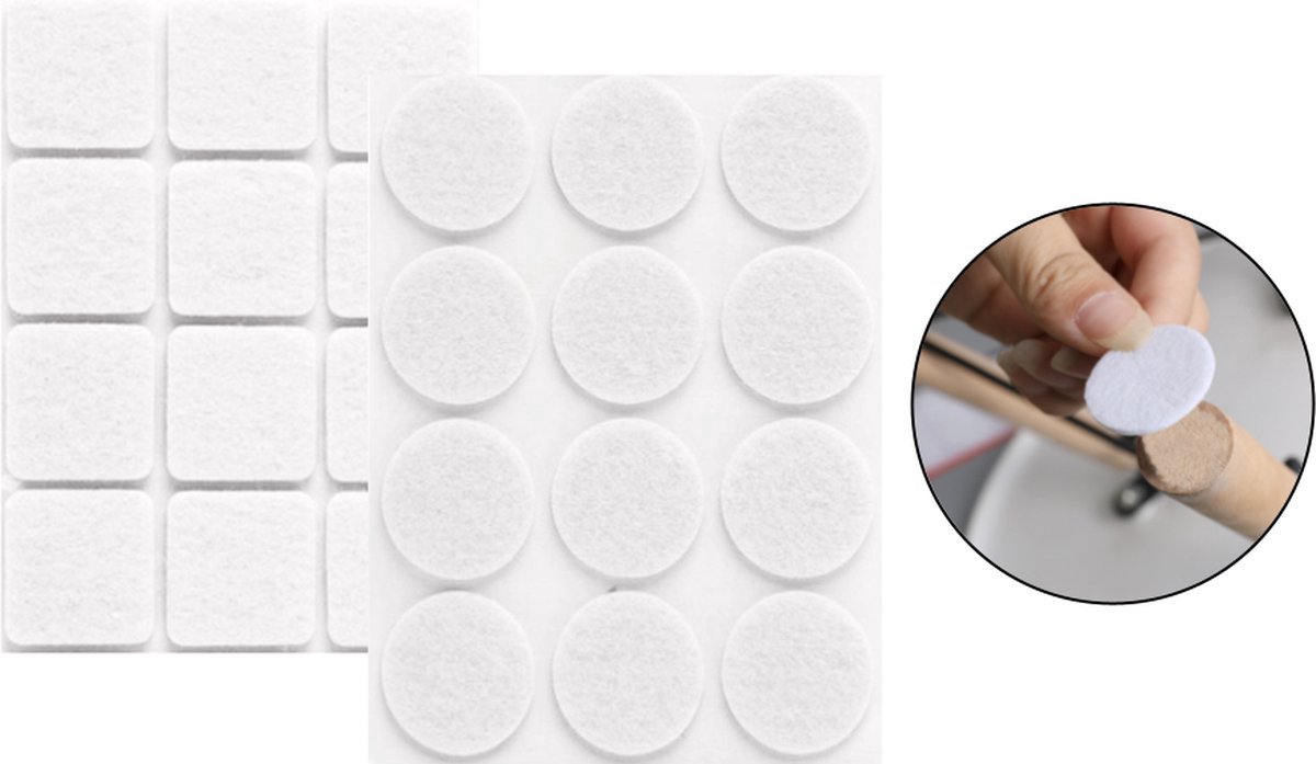 PD® - Anti kras vilt - 24 delig - Vloerbeschermers - Zelfklevend - Stoelpoot bescherming - Meubel beschermer - Sticker - Wit