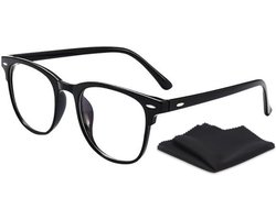 PD® - Blauw Licht Bril - Computerbril - Blue Light Glasses - Blauw Licht Filter Bril - Beeldschermbril - Met Brillendoekje - Unisex - Zwart - Game bril - Bril tegen vermoeide ogen - Bril computer/tv schermen