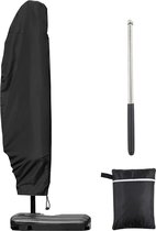 Parapluhoes voor zweefparasol 3m 4m, beschermhoes met ritssluiting voor grote parasol met telescoopstang, UV-anti-waterdichte hoes voor zweefparasol, 280x30/80/45 cm