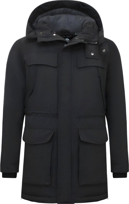 Winterjassen Heren Lang - Parka Heren Winterjas - 891 - Zwarte Jas