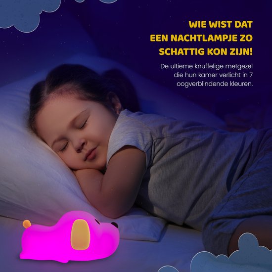 Mogi Products - Nachtlampje Kinderen - Hondje - LED - USB Oplaadbaar - Babykamer Nachtlampjes - 7 Kleuren - Nachtlamplampje Kinderen-Kinder nachtlampje van Mogi Products — afbeelding 5