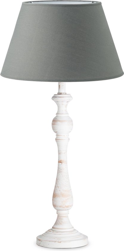 Home Sweet Home lampe de table Largo - Lampe de table étape vintage blanche incluant le capuchon - abat-jour Ø 30 cm - hauteur de la lampe de table 49 cm - convient pour lampe LED E27 - château de pierre