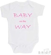 Soft Touch Romper "Baby on the way" Meisjes Katoen Wit/roze Maat 56/62