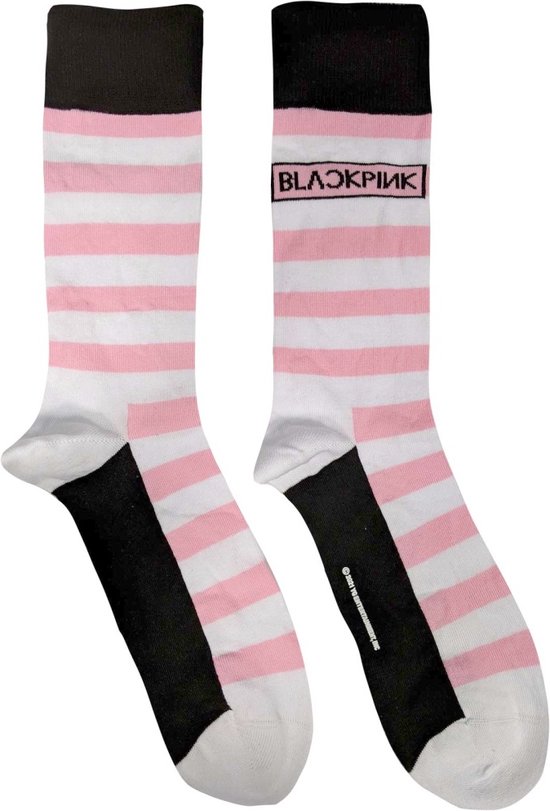 Blackpink - Chaussettes à rayures et logo - EU 40-45 - Wit/ Rose