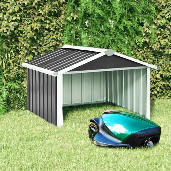 vidaXL - Overkapping - voor - robotmaaier - 92x97x63 - cm - staal - antracietkleurig
