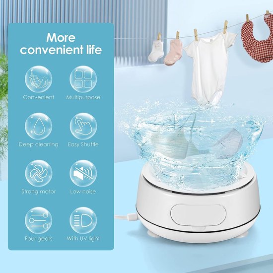 Igoods Draagbare Wasmachine - Vlekkenverwijderaar - Mini Wasmachine - 4 Versnellingen - UV Reiniging - 2kg Opslag van Igoods — afbeelding 5