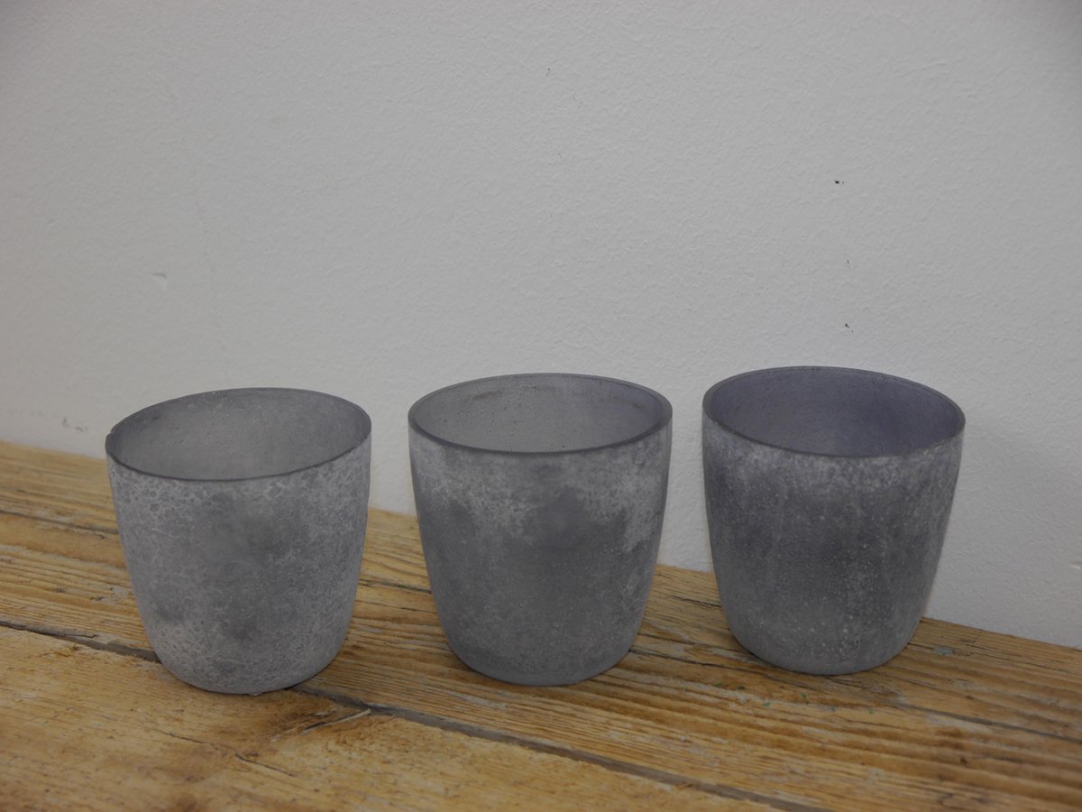 SENSE Waxinelichthouder Grijs - Kaarsenhouder - Theelichten houder- sfeerlicht ** 3 stuks **