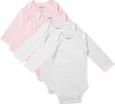 Dirkje Unisex Set(4delig) Rompers Lange Mouw Roze en Wit - Maat  62/68