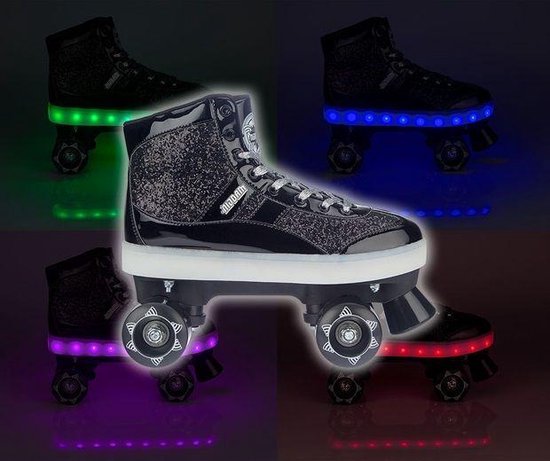 Nijdam Rolschaatsen Flashing - Glitter and Glamour - Zwart - 31/32