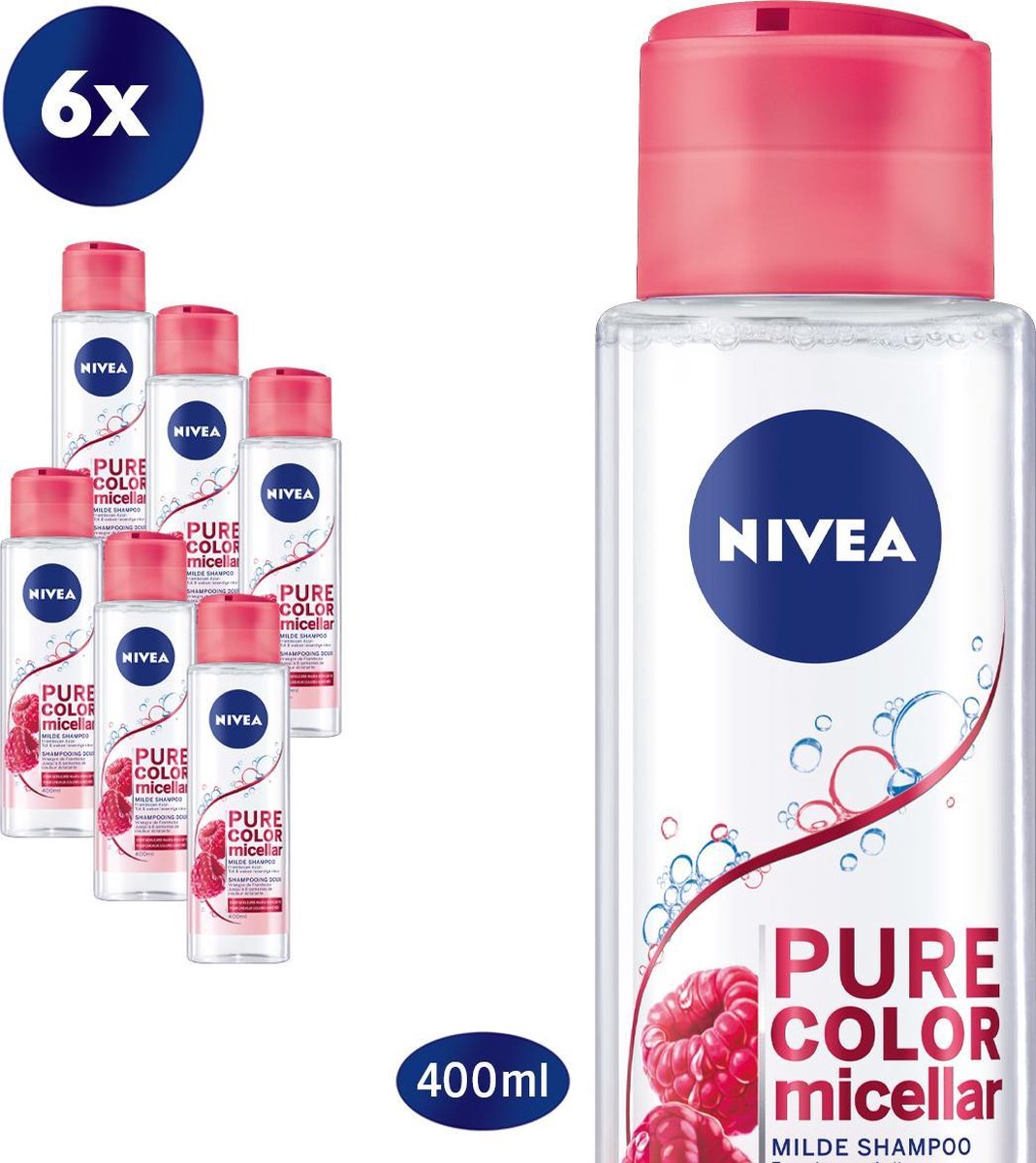 NIVEA Micellar Color Secure Shampoo - gekleurd haar - 6 x 400 ml - Voordeelverpakking