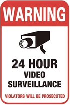 Waarschuwings sticker video bewaking 150x100mm (Engelstalig)