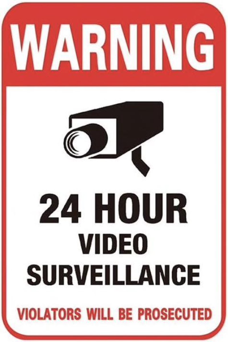 Waarschuwings sticker video bewaking 150x100mm (Engelstalig) - Merkloos