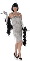 Karnival Costumes Charleston Flapper Kostuum Jaren 20 Danseres Carnavalskleding Dames Carnaval - Polyester - Zilver - Maat L - 3-Delig Jurk/Handschoenen/Hoofdband