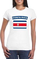 T-shirt met Costa Ricaanse vlag wit dames XS
