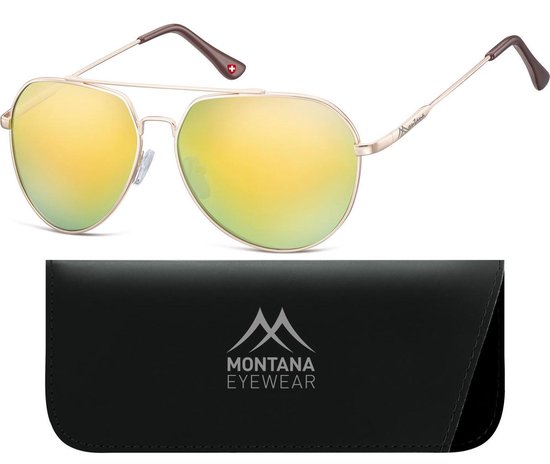 Montana MS90E - Zonnebril - pilotenbril model - Goud kleurig metaal-Revo- Lensbreedte 57 mm