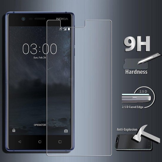 Nokia 3 Tempered glass / Glazen screenprotector 2.5D 9H