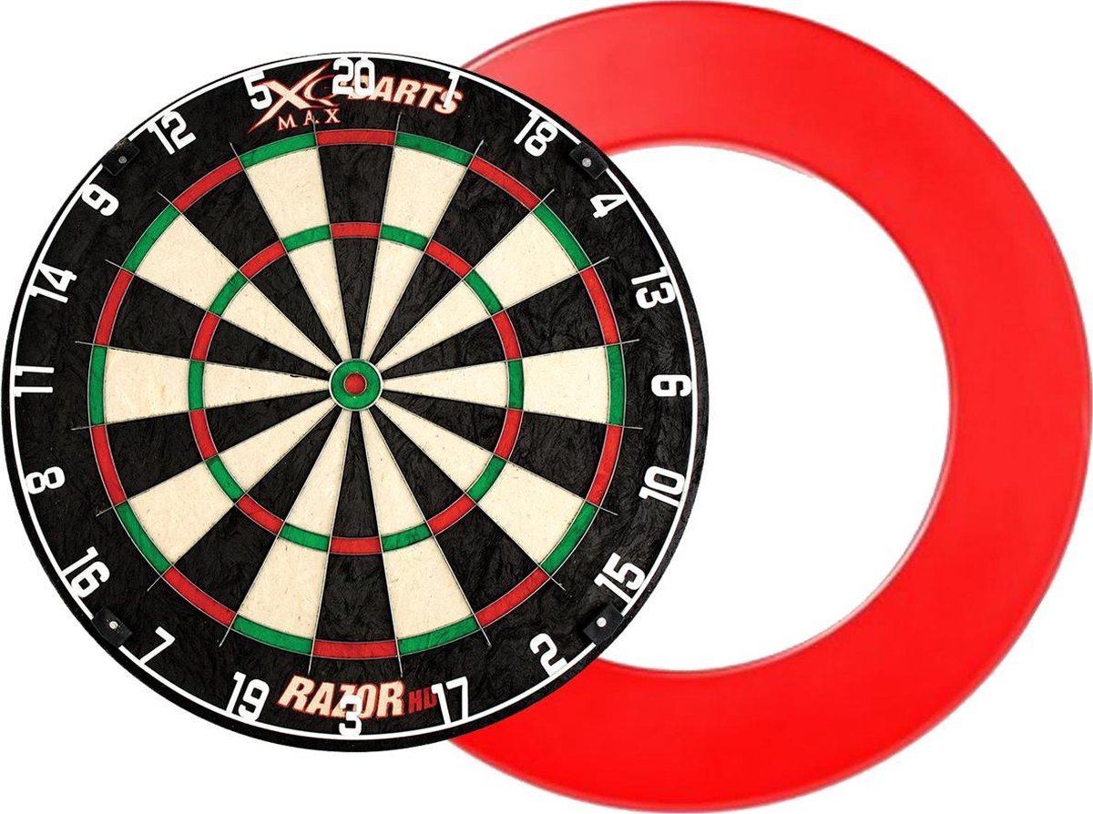 XQ Max - Razor HD Bristle - dartbord - inclusief - dartbord surround ring - Rood