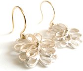 Boucles d'oreilles de la série bouquet fait main - combinaison d'argent 925 et d'or jaune 14 carats - vanNienke® - diamètre 16 mm