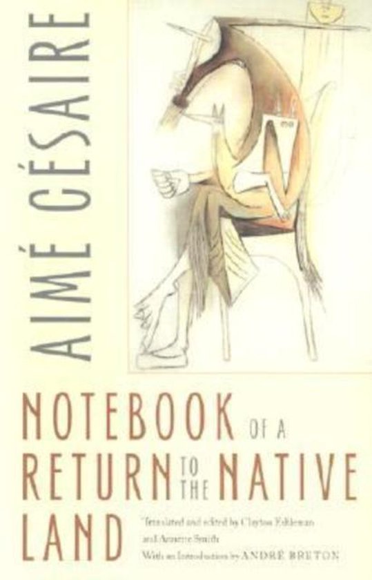 Boekomslag van "Notebook Of A Return To The Native Land" door Aimé Césaire, met een illustratie van een zittend figuur.