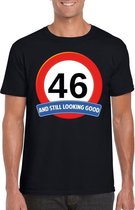 Verkeersbord 46 jaar t-shirt zwart heren S