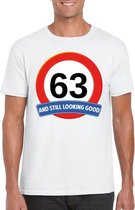 Verkeersbord 63 jaar t-shirt wit heren S