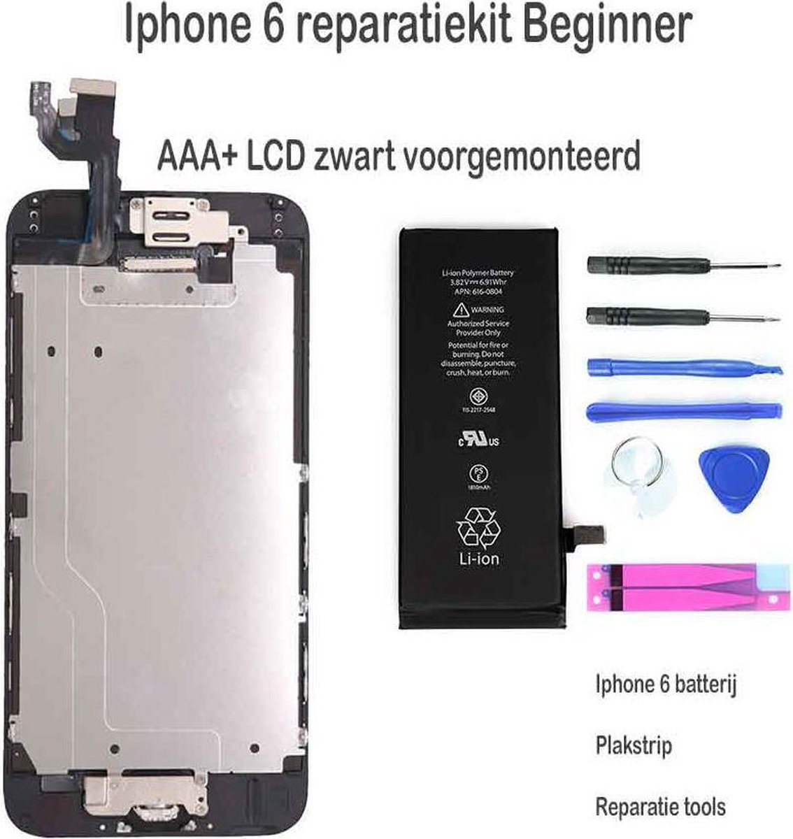 Iphone 6 LCD reparatie en upgrade kit Beginner - Zwart