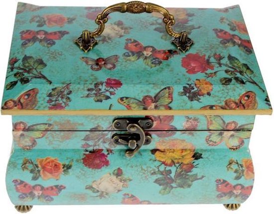 Boîte sur pieds papillons Turq 24x18,5x15