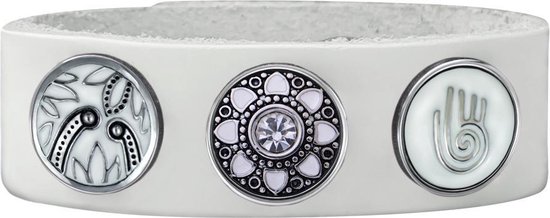 Quiges - Dames Click Button Drukknoop 18mm Bloem Paars/Wit - EBCM057