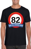 Verkeersbord 82 jaar t-shirt zwart heren M