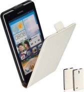 TCC Luxe Leder hoesje Huawei Ascend G700 Flip Case/Cover - Wit